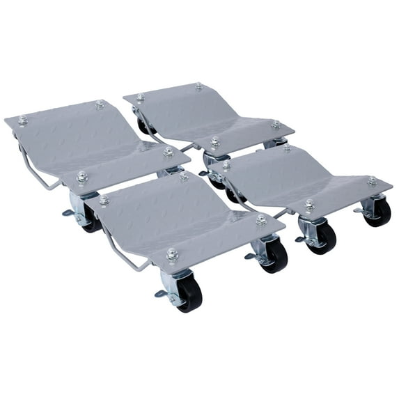 Car Dolly 4-Pack, Car Wheel Dollies, 6000 Lbs Pound Total Capacity Stake Dollies For Tow Or Vehicle Storage, 4 Wheel Dolly Set