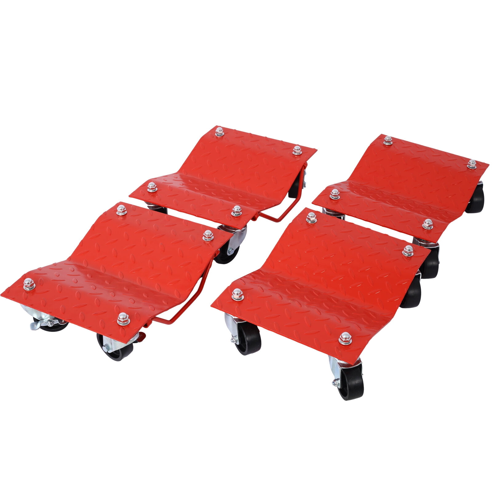 Car Dolly, Heavy Duty Wheel Dolly,4 Tire Wheel Dolly Car Stakes 6000lbs Capacity,RED,