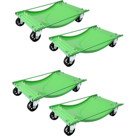 Car Dolly Set of 4, 10,000 lbs Capacity, Heavy Duty Vehicle Moving Dollies with 3.5" Swivel Casters for Cars & Trucks, Anti-Skid, Green