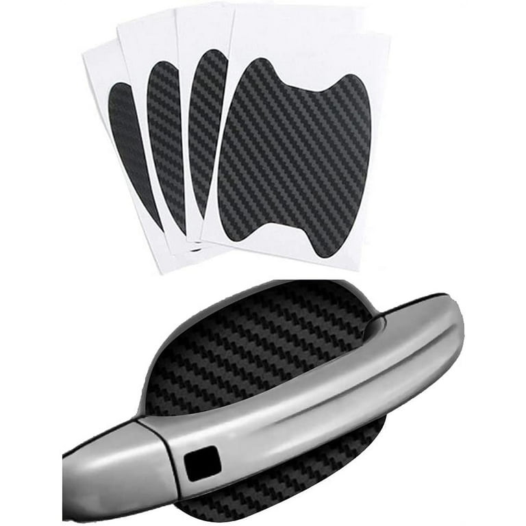 Car Door Carbon Fiber Sticker,Scratches Resistant Cover,Auto Handle  Protection Film ,Car Exterior Styling Accessories 4PCS Black