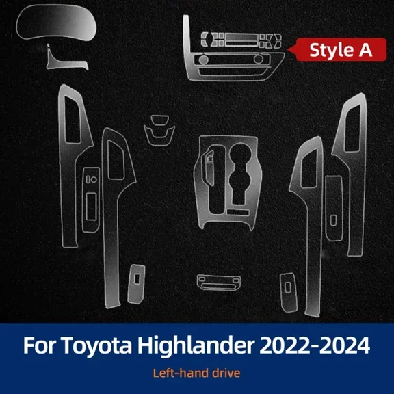 Car Door Center Console Media Dashboard Navigation TPU Anti-scratch Protector Film For Toyota Highlander 2024 2023 2022.