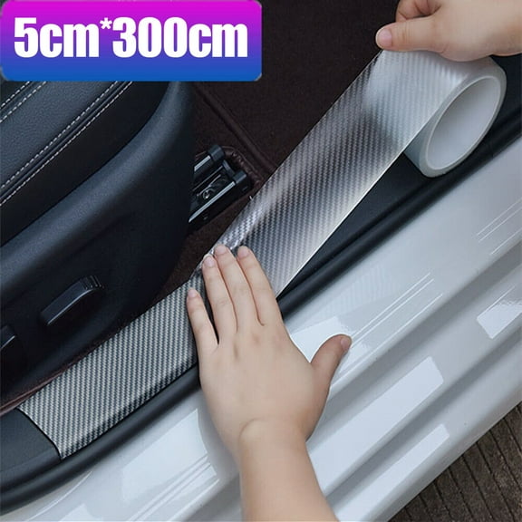 Car Door Edge Guards Door Sill Protector Carbon Fiber Vinyl Wrap Film Threshold Bumper Paint Protection Strip Scuff Plate Anti-Collision Scratch Cover Universal for Most Cars 2in*9.8FT