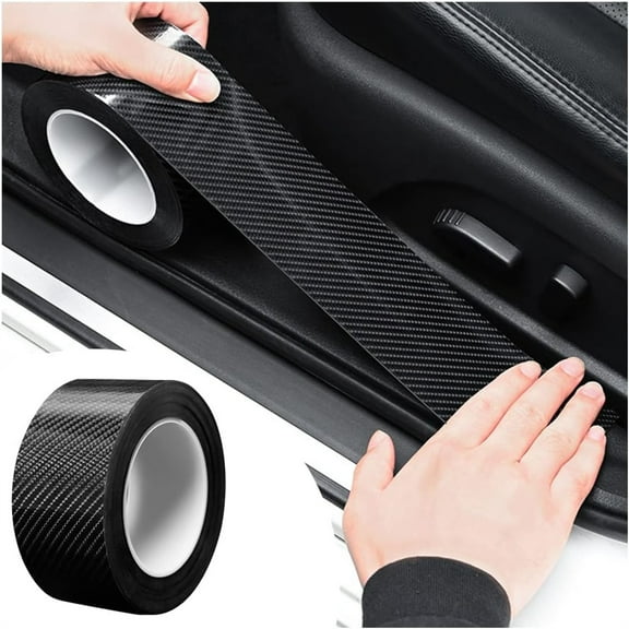 Car Door Edge Guards,Tutuviw 5D Carbon Fiber Car Wrap Film,16Ftx2In Anti-Scratch Door Sill Protector,Vinyl Automotive Wrap Film,Self-Adhesive Auto Door Trim Strips Anti-Collision for Most Car(Black)