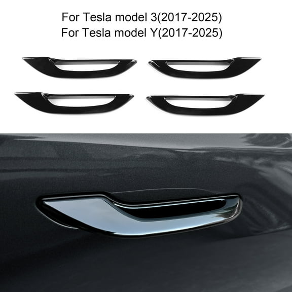 Car Door Handle Cover ABS Material for 2017-2025 Tesla Model 3 & Model Y Automotive Exterior Accessories 4pcs, Gloss Black