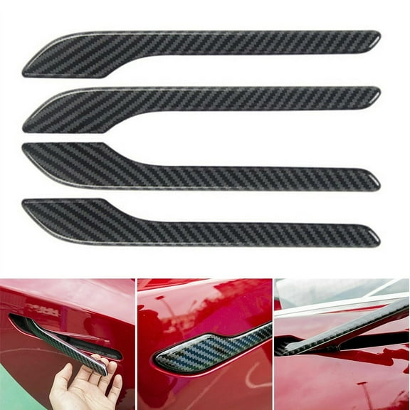 Car Door Handle Cover Custom Upgrade Carbon Fiber Door Handle Overlay For Tesla Model 3 Y Set Of 4 (High Quality)
