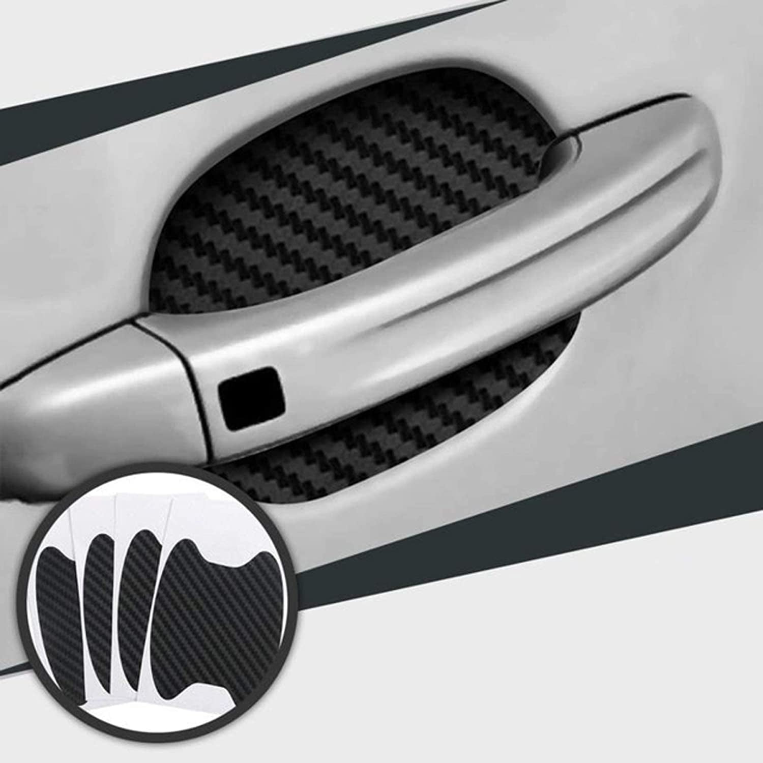 Car Door Handle Cup Protector 3D Carbon Fiber Door Handle Scratch Protector Transparent Door Protectors for Vehicles Black Walmart