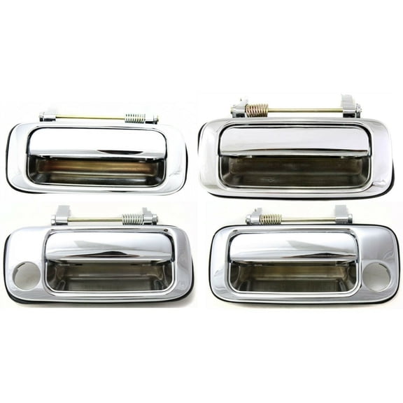 Car Door Handle Exterior Front Rear Driver and Passenger Side Left Right 4-Piece Chrome Set