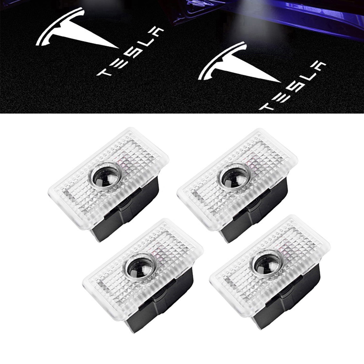 Car Door Lights for Model S/3/X/Y Logo Projector 4 Pack Tesla Puddle Lights  LED Welcome Lights Ghost Shadow for Model 3/S/Y/X Accessories 