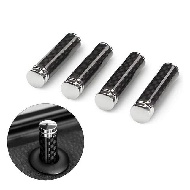 Car Door Lock Knobs, 4Pcs Universal Door Lock Pin Cover Carbon Fiber