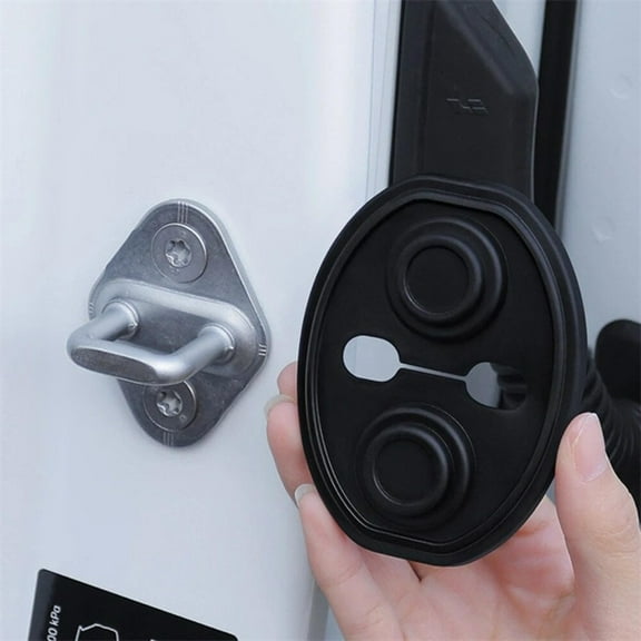 Car Door Lock Protector, Black Silicone Cover for Vehicle Door Lock Buckle, 4-Pack with Shock Absorption and Scratch Prevention