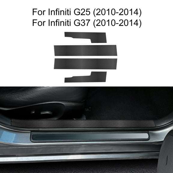 Car Door Sill Cover with Carbon Fiber Pattern for 2010-2014 Infiniti G25 G37 Car Interior Accessories, Black