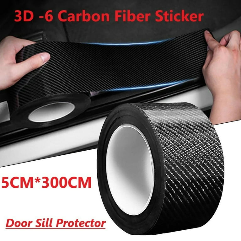 Car Door Sill Protector Edge Sticker 3D Carbon Fiber Rubber DIY Strip  5CM*300CM