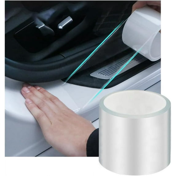 Car Door Sill Protector Strip, Transparent Invisible Door Edge Guard, Anti-Collision Auto Door Entry Protection Film, Universal Fit for Most Vehicle Front Rear Bumper (3.9 in x 33 Ft)