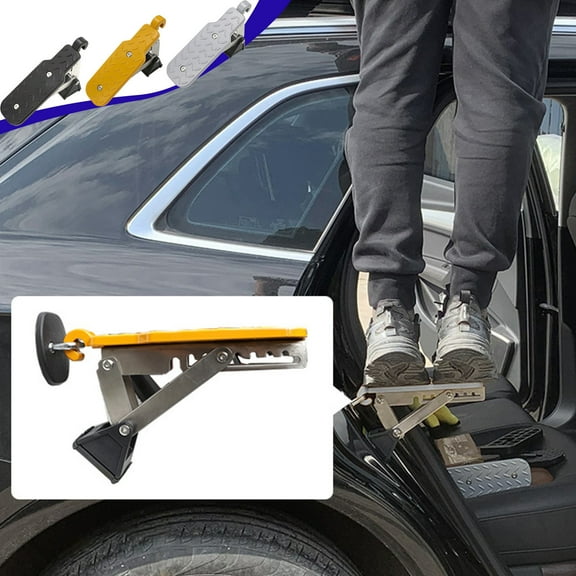 Car Door Step for Roof Access, Aluminum Alloy Foldable Non-Slip Pedal, Universal Adjustable Upgraded Roof Rack Step for SUVs and Trucks