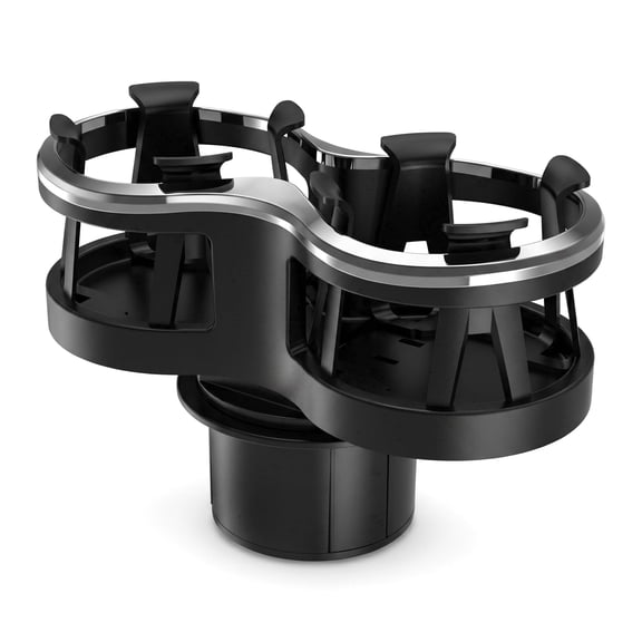 Car Double Cup Holder Extender, Cup Slot 1-2 Splitter Expander Organizer, 2-In-1 Car Cup Holder Adapter with Adjustable Base, for Beverage, Snack, Cup, Bottle Storage