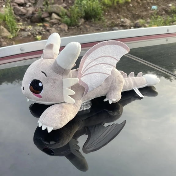 Car Dragons Accessories, Little Flying Dragons Plush Ornament, Dragon Car Roof Decoration with Movable Wings, Automotive Exterior Accessories with Detachable Design - White 13 Inch