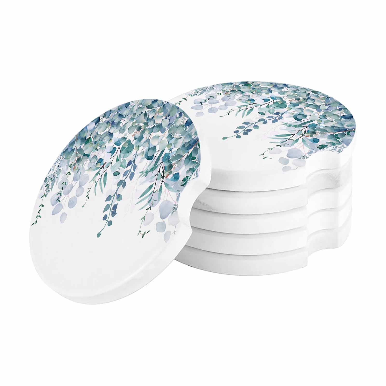 Vintage Mushroom Car Coasters - 2-Pack Ceramic Absorbent Cup Holders With Cork Base