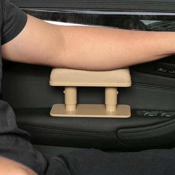 Car Driver Arm Pad Cushion, Car Center Console Elbow Cushion Pad Car Door Armrest Rest Pad Adjustable Height Comfort Universal Fit for Most Car, Beige