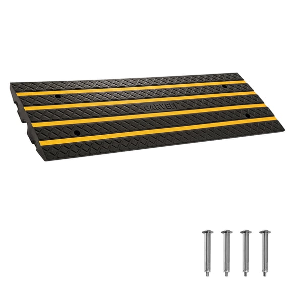 Car Driveway Rubber Curb Ramp,1 Pack 48.8-inch Heavy Duty Low Profile Slope Ramps with Reflective Safety Strips for Vehicles, RVs, and Wheelchairs,33000 lbs Load Capacity