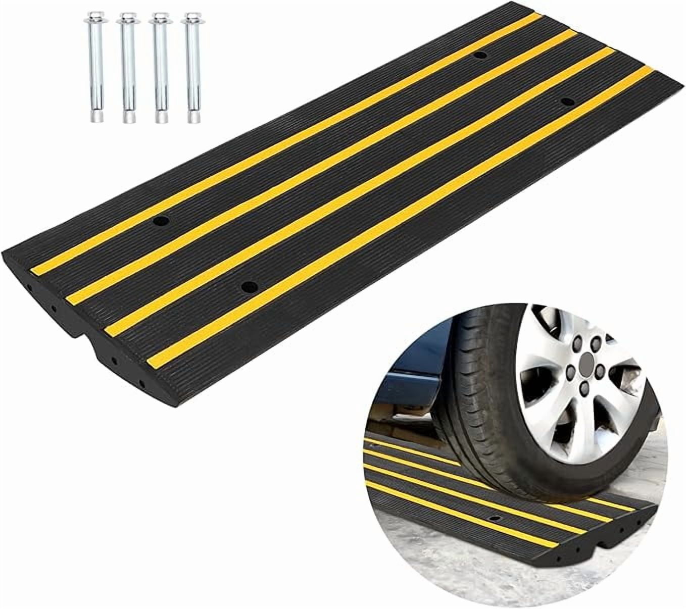 Car Ramp Protection Car Driveway Rubber Curb Ramp, 1 Pack 4FT Long Heavy Duty Low Profile ...