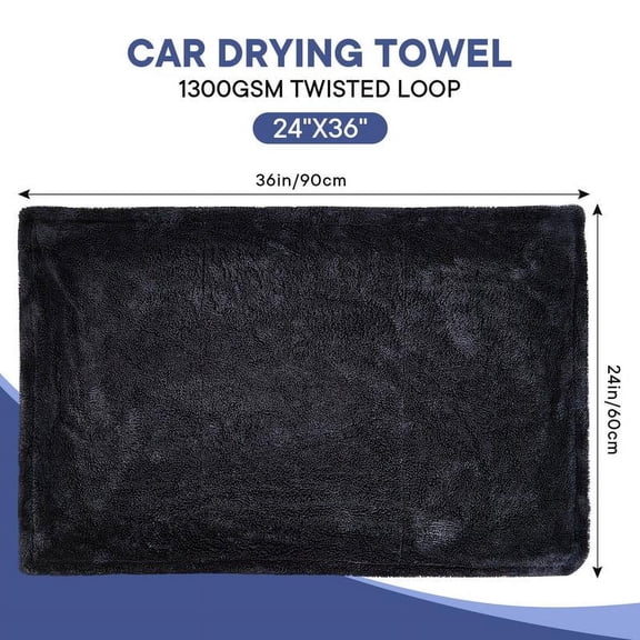 Car Drying Towel (36"x 24"),  Ultra Absorbent Car Cleaning Cloth, Streak-Free Microfiber Drying Towel, Great for Cars, Trucks, SUVs, RVs, Motorcycles Grey