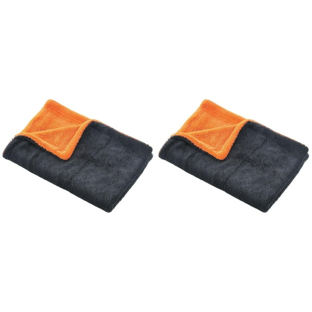 Car Drying Towel, Professional Microfiber Towels for Cars, 16''x24'' Car Microfiber Towel, Edgeless Microfiber Cleaning Cloth for Car RV Truck, Double Sided Twisted Loop Absorbent Towel, 2 Pcs Orange