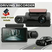 Car Dual Dash Cam with 32GB TF Card, Driving Recorder, Front Rear Dash Cam with Night Vision, Dual Lens Car DVR Dash Cam, Parking Mode, Auto Recording, G-Sensor, Loop Recording