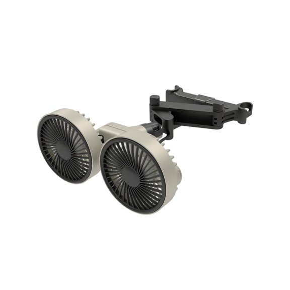 Car Dual Head Backseat Fan, Headrest Mounted Car Ventilation Cooler, Adjustable Clamp, Multi Speed Low Noise, Multi-Angle Rotation for Most Vehicle Rear Passenger Use