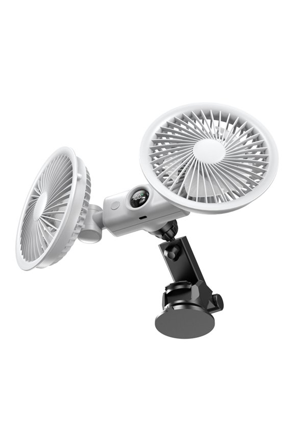 Car Dual Head Wall Fan with Strong Suction and 3 Speeds USB Powered Electric Vehicle Fan for Sedan SUV RV Auto Vehicles Home Windshield