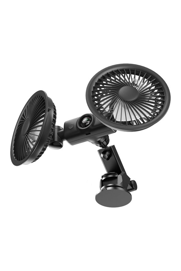 Car Dual Head Wall Fan with Strong Suction and 3 Speeds USB Powered Electric Vehicle Fan for Sedan SUV RV Auto Vehicles Home Windshield