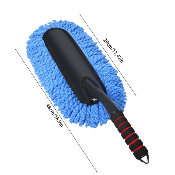 Car Duster Brush with Comfort Grip Handle, Microfiber Chenille Car Cleaning Tool, Lint-Free, Scratch-Free for Exterior & Interior Detailing, Blue