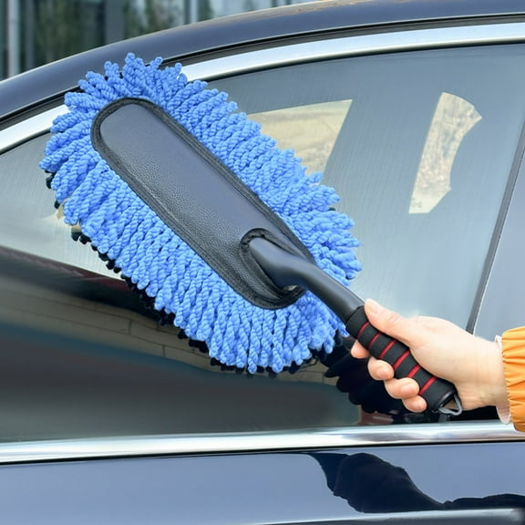 Under $4 Car Duster Kit, Super Soft Microfiber Car Duster Brush, Premium Auto Dashboard Exterior & Interior Cleaning Wash Detail Brush, Curved Pole Brush for Efficient Cleaning, Non-Slip Handle