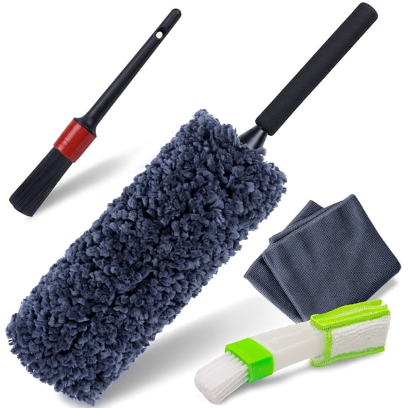Car Duster Kit, Ultra Soft Microfiber Duster with Storage Bag, Unbreakable Handle, Lint & Scratch Free, Exterior or Interior Use, Best Car Accessories for Cleaning SUV Home