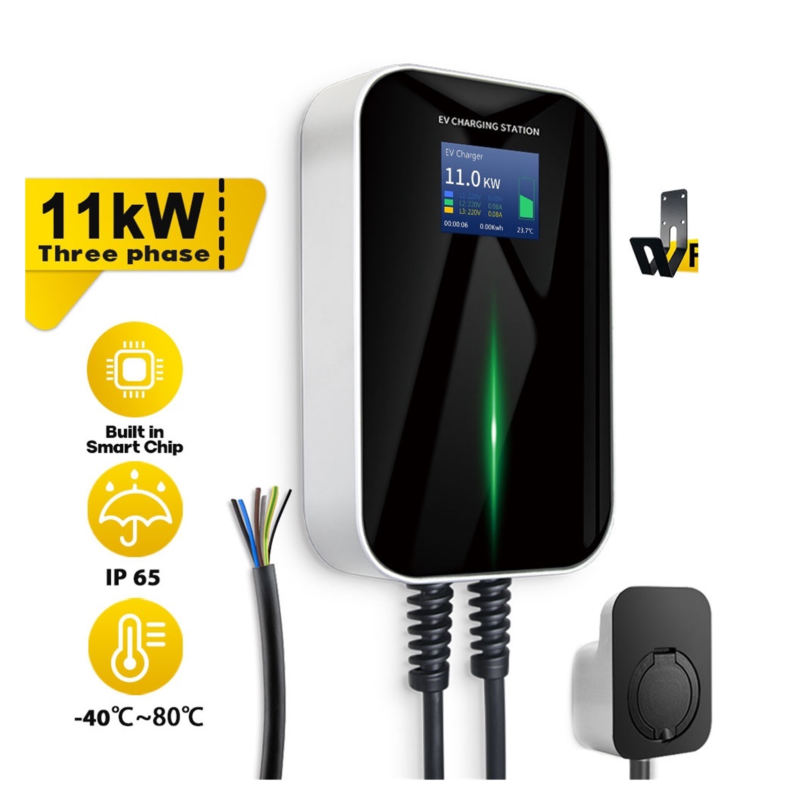 TechniSat TECHNIVOLT 100 Wallbox - 11kW Home EV Charger, Type 2 Socket, RFID Card Security, IP54, Eligible For Grants, Black
