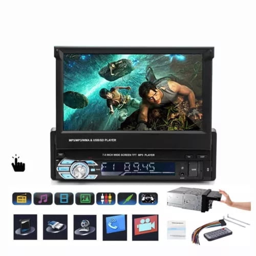 Car Electric 7 inch FM BT4.2 USB TF Car Radio Car Stereo AUX Wince Infrared Remote Control Telescopic Screen MP5 Single Spindle Player