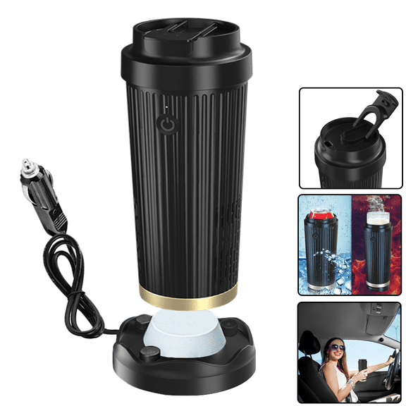 Car Electric Cooling and Heating Cup, 12V Car Intelligent Kettle, 32-45F Fast Cooling and 136-149F Heating, 12oz Travel Electric Coffee Cup. Thermos Mug, Multiple Coffee Tea Truck Cup, Handily Cup