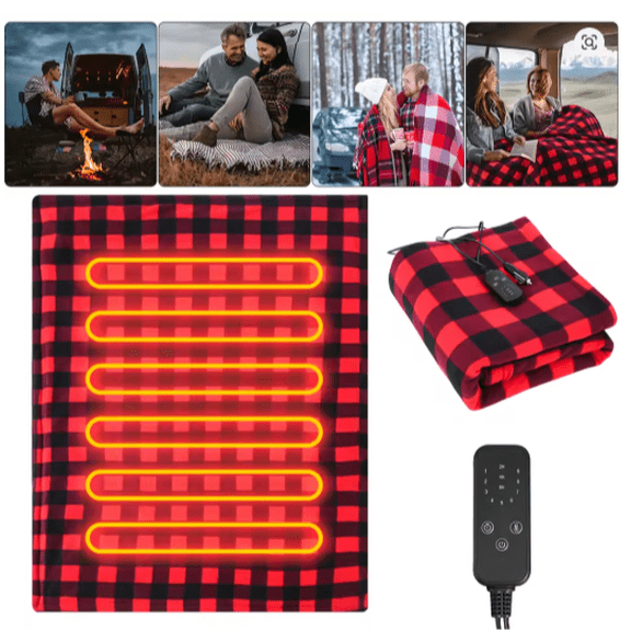 Car Electric Heated Pad 12V Body Warmer Adjustable Temp Camping