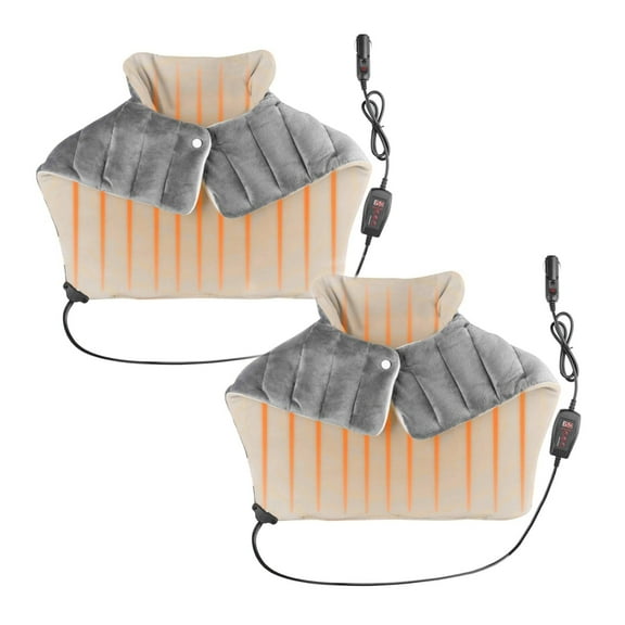 Car Electric Heating Blanket for Neck, Shoulder and Back, 12V Weighted Heated Pad for Pain Relief 2-Pack