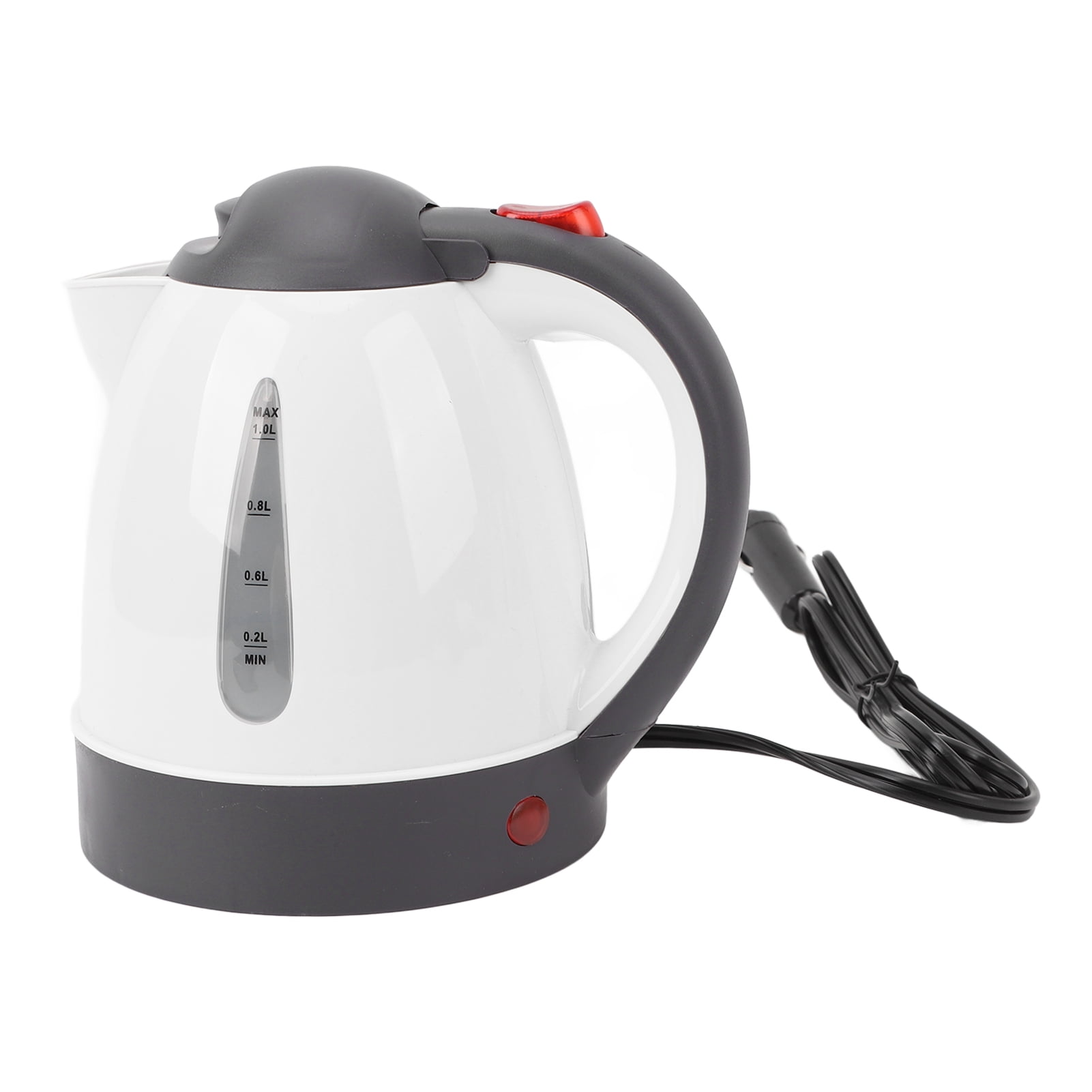 Car Electric Kettle, Stainless Steel Plastic Water Level Window 1L Auto Shut Off Electric Truck Water Boiler Heater For Trip