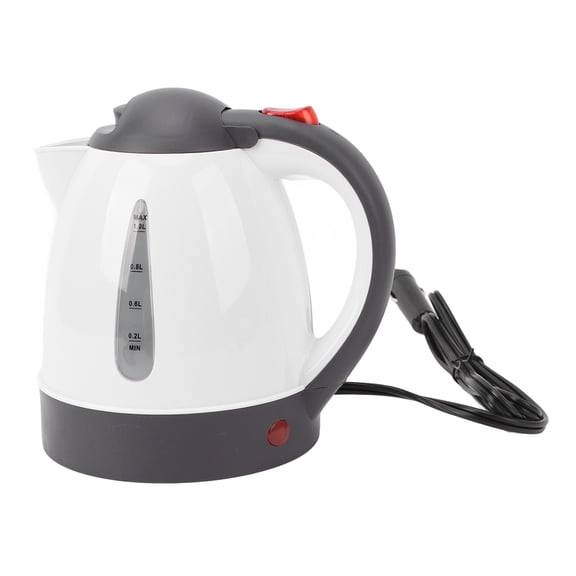 Car Electric Kettle, Stainless Steel Plastic Water Level Window 1L Auto Shut Off Electric Truck Water Boiler Heater For Trip