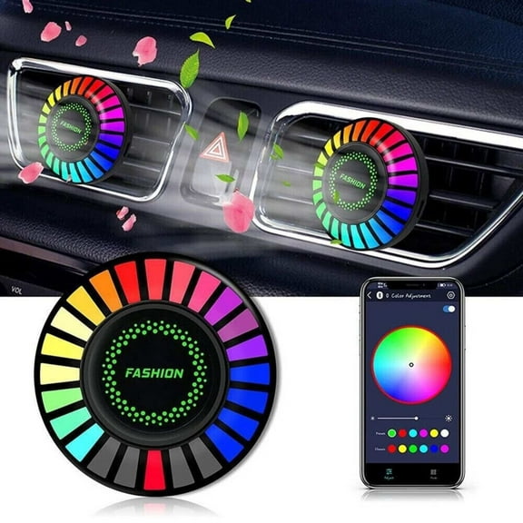 Car Atmosphere Light 3D Pickup RGB Voice Control Music Sync Air Aromatherapy Round LED Interior Accessory