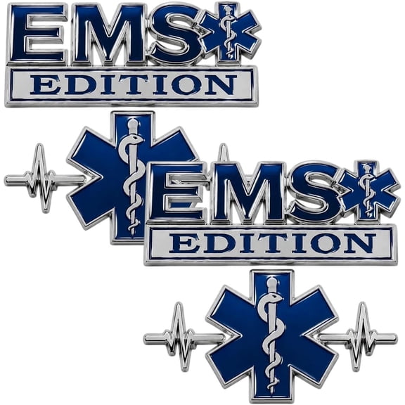 Car Emblem Metal Badge Star of Life 3D Metal Sticker for Car Blue Medical Decal EMS EMT Paramedic Emblem for Car Truck Motorcycle Laptops Decor Gift (2PCS)