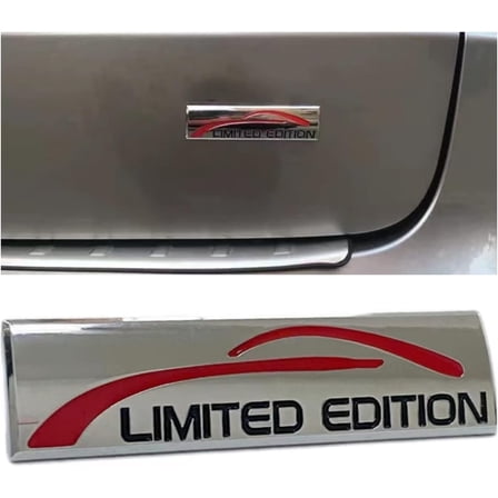 Car Emblem Premium, 2X Chrome Metal Limited Edition Logo, 3D Sport Turbo Badge