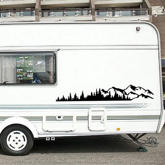 Car Emblem Sticker 1 Pcs Universal Vinyl Trees Mountain Forest Graphic Stickers Car Emblem Graphic Emblem Sticker Body Window Bumper Decals for RV, Caravan, Car, Truck