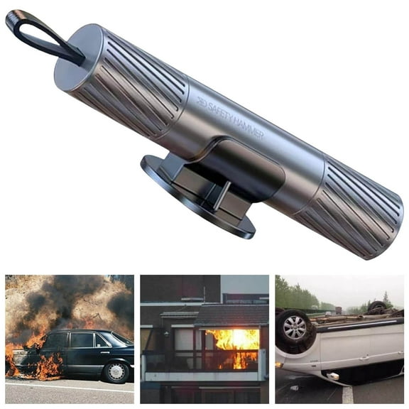 Car Emergency Escape Tool, 2 in 1 Safety Hammer with Seat Belt, Cutter Tungsten Steel Tip Spring Loaded Glass Breaker Underwater Use