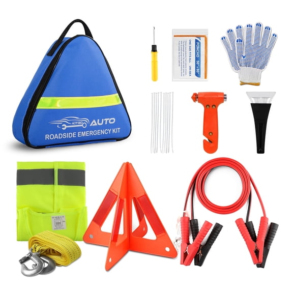 Car Emergency Kit – Roadside Emergency Kit with Jumper Cables & Safety Tools