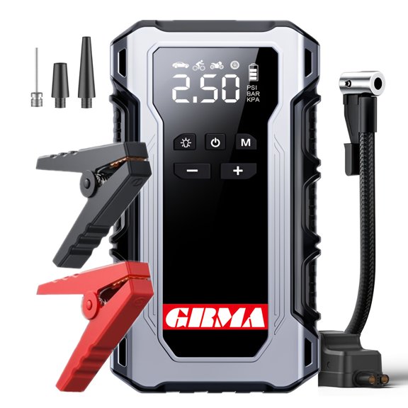 Car Emergency Start Power Supply with Air Compressor, RV Car Emergency Start Power Supply 12V Car Emergency Starter, Portable Car Starter with LED Light, RV Emergency Power Supply Products,