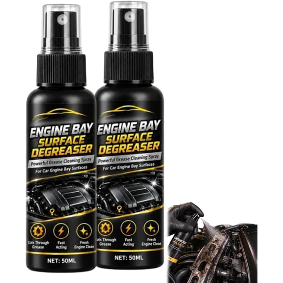 Car Engine Bay Cleaner & Degreaser, Engine Bay Surface Degreaser, Automotive Engine Compartment Degreaser-Powerful Grease Remover for Hoses Rubber Plastic Metal Parts