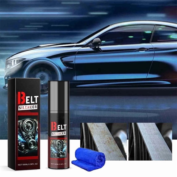 Car Engine Belt Silencer Spray, Eliminates Squeaky Belt Noise, Belt Conditioner & Lubricant with Microfiber Cloth, Automotive Maintenance Tool