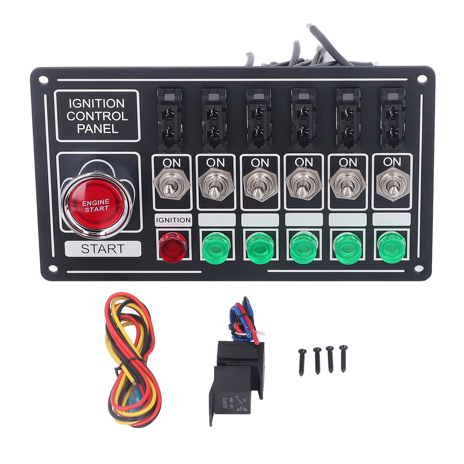 Car Engine Ignition Rocker Switch Panel with Fuse Start Push Button 6